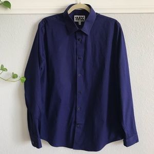 Express 1MX Fitted Dark Purple Button Down